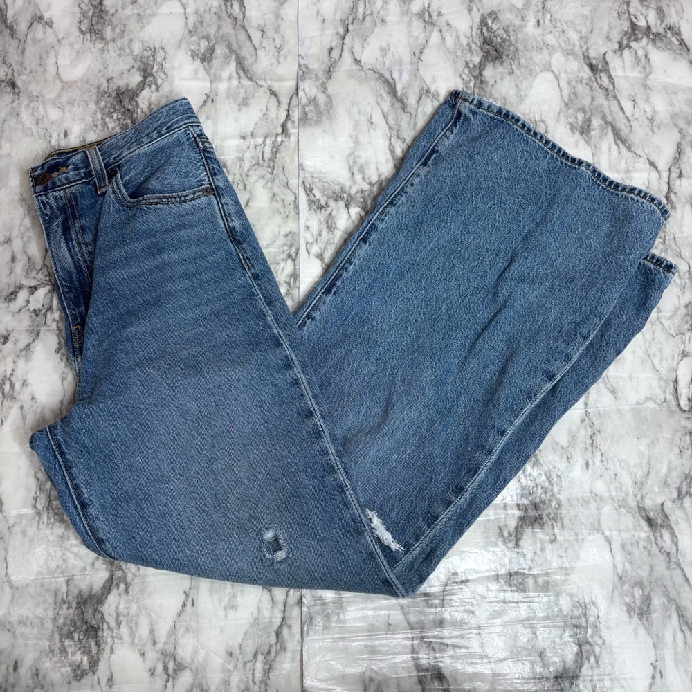 Levi's Premium High Loose Flare Denim Jeans Distressed high rise size 25 western - Picture 2 of 9